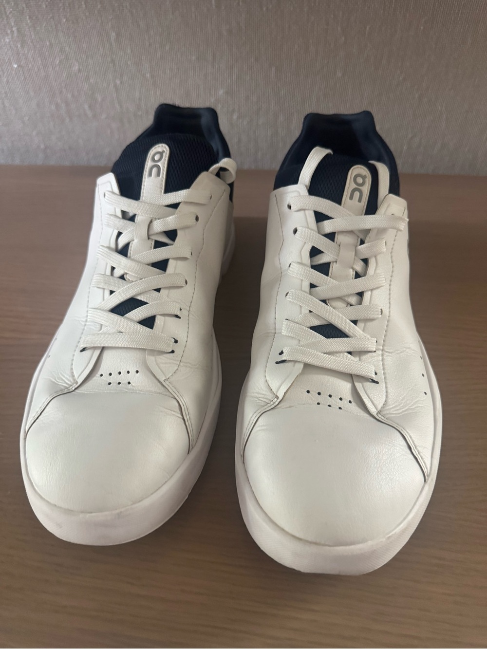 ON Running Men's White Leather Sneakers with Navy Accents